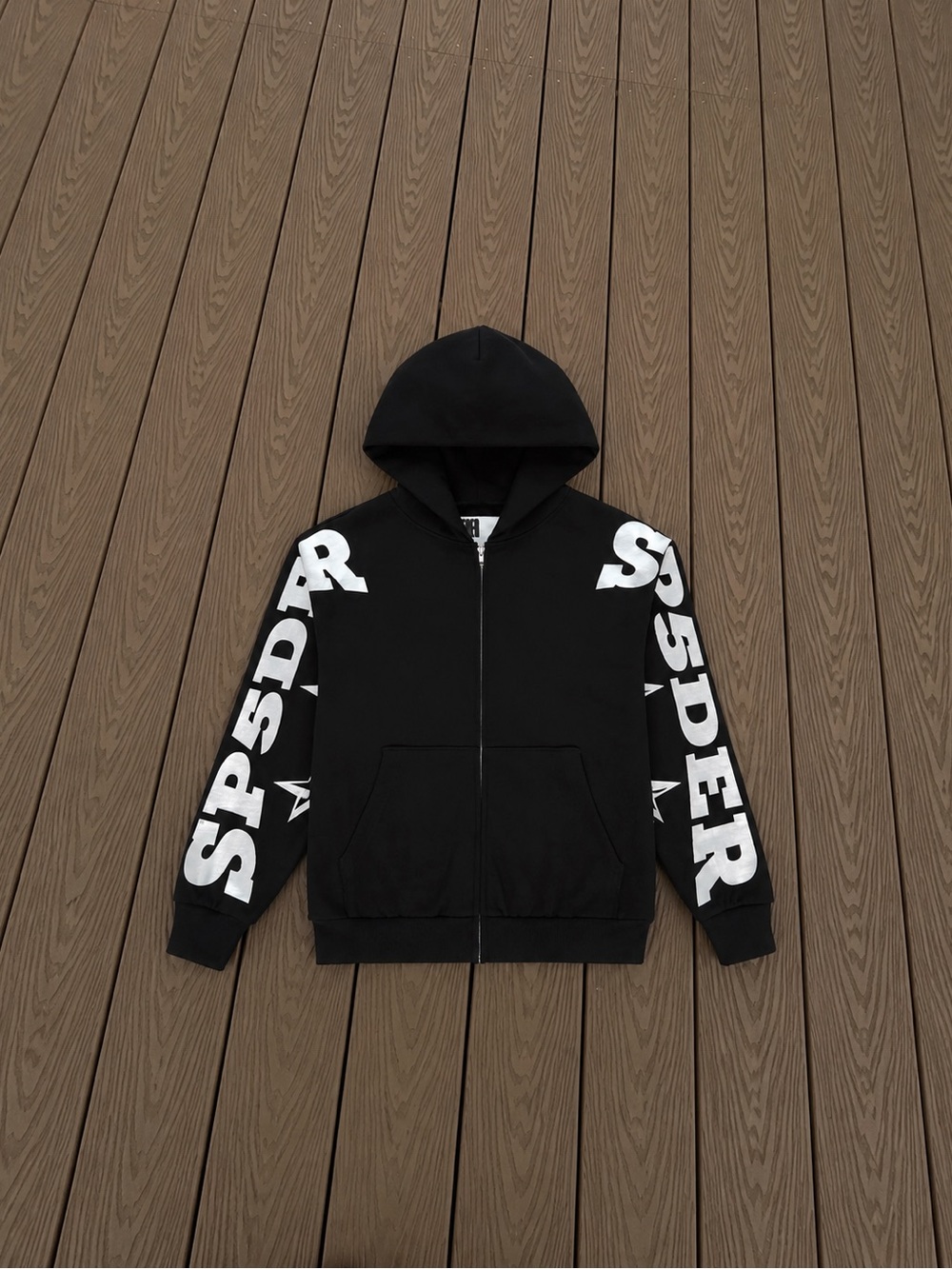 Black Graphic Zip-Up Hoodie Jacket